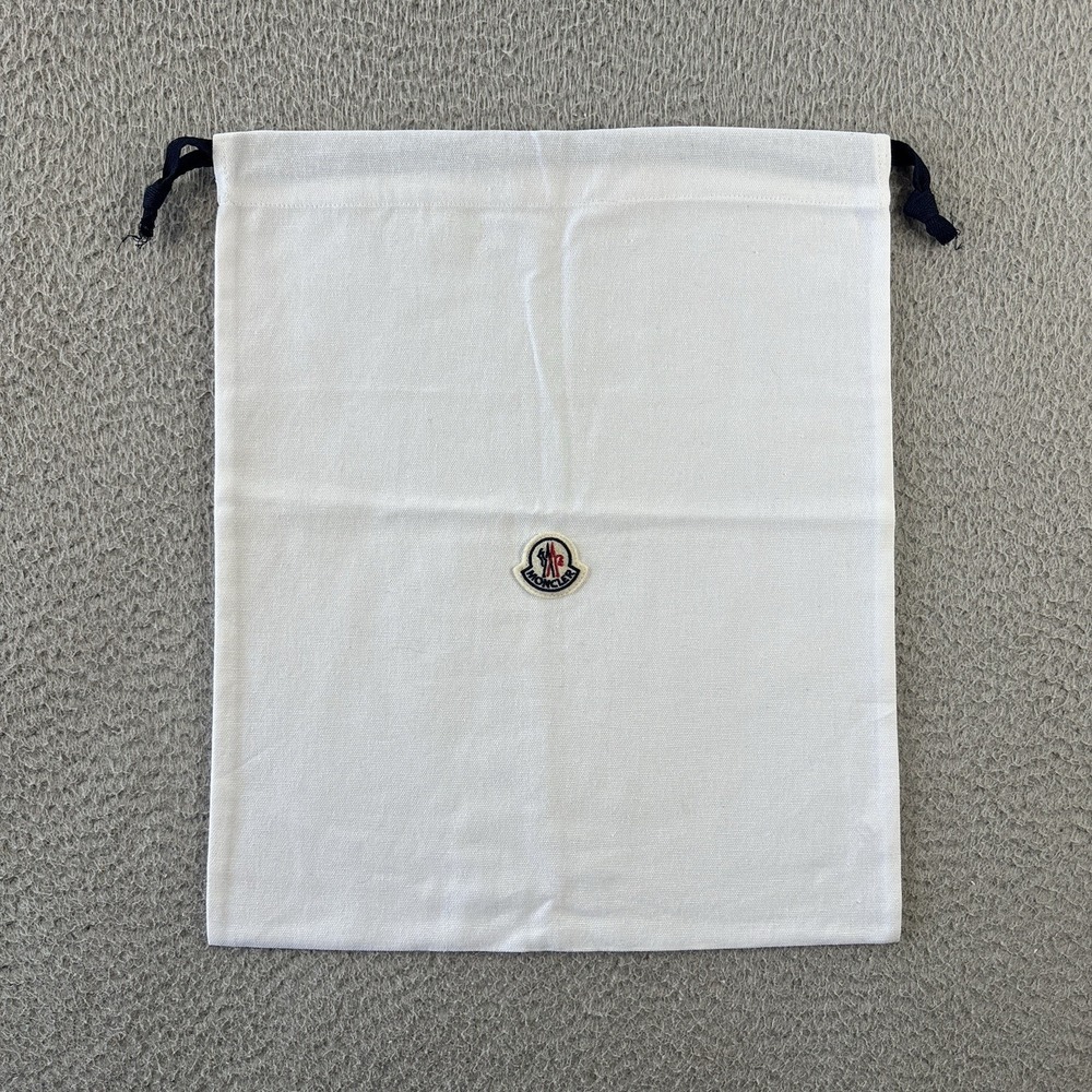 Moncler Dust Bag 15.5x13 Storage Drawstring Patch White Cotton